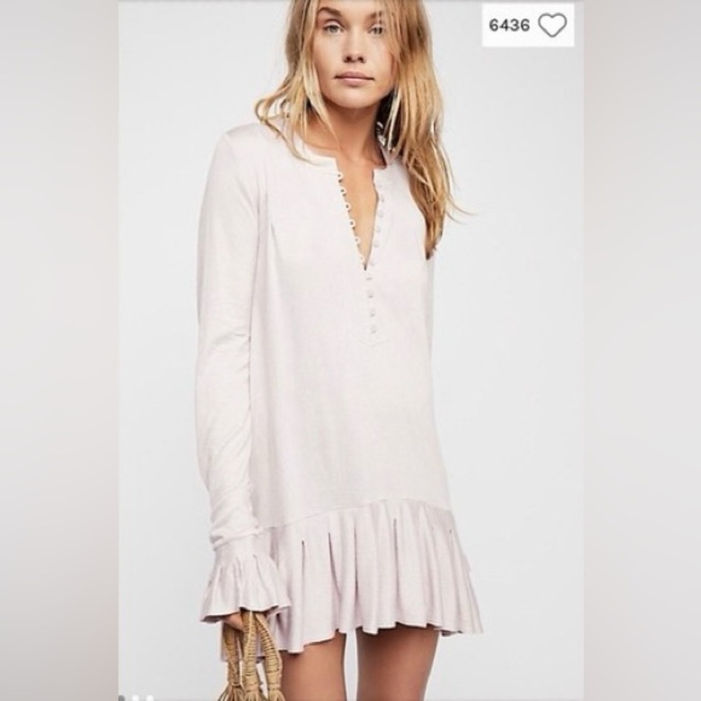 Free People| ‘Your Girl’ Button Front Ruffle Tunic Mini